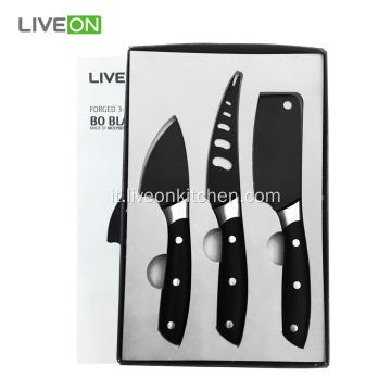 Set di coltelli per formaggio nero 3 pezzi